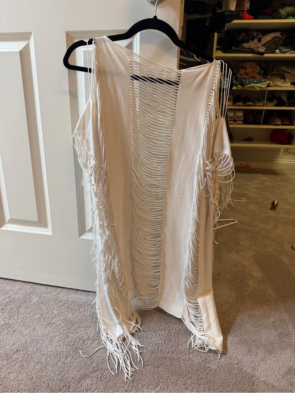 Women's Cream Fringe coverup